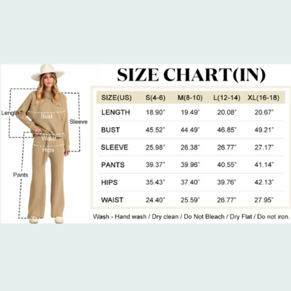 Women's Two Piece Outfit Crop Top Wide Leg Pants Cozy Knit Sweater Set - Picture 7 of 7